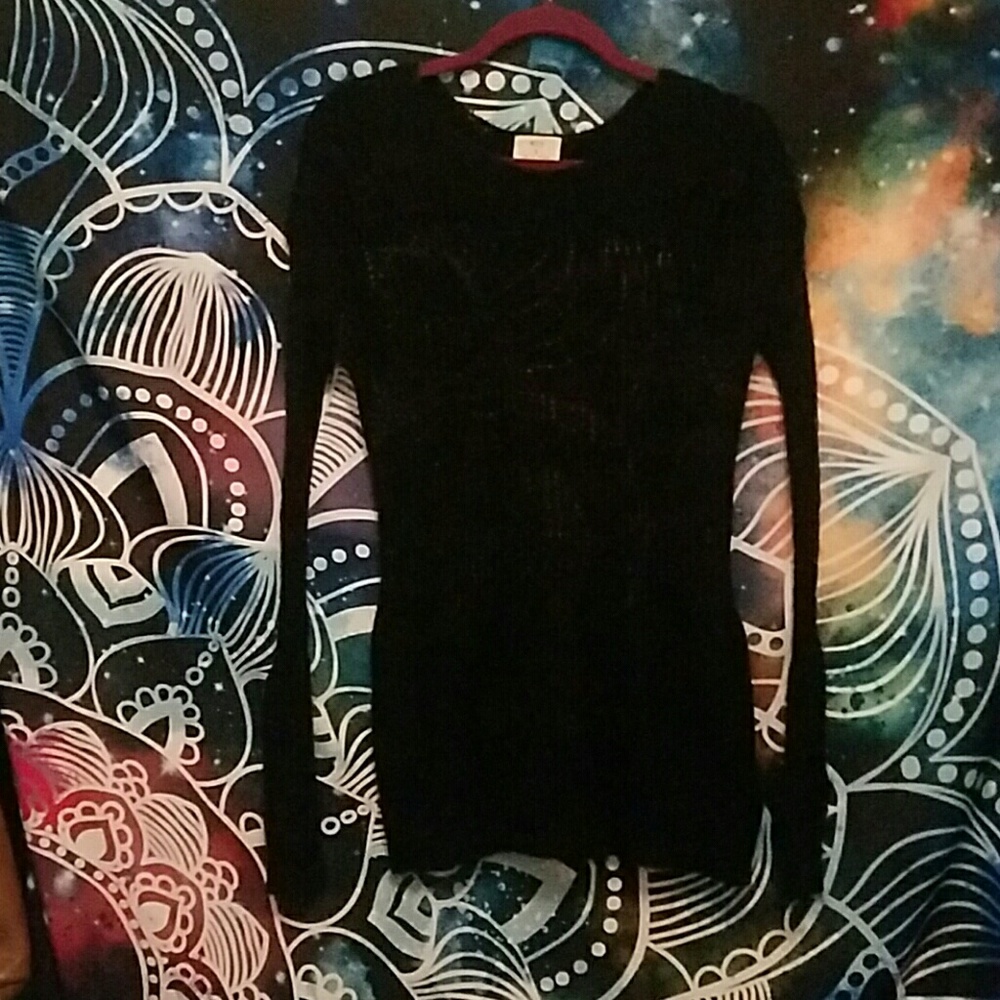 UO black sweater with hole square pattern
